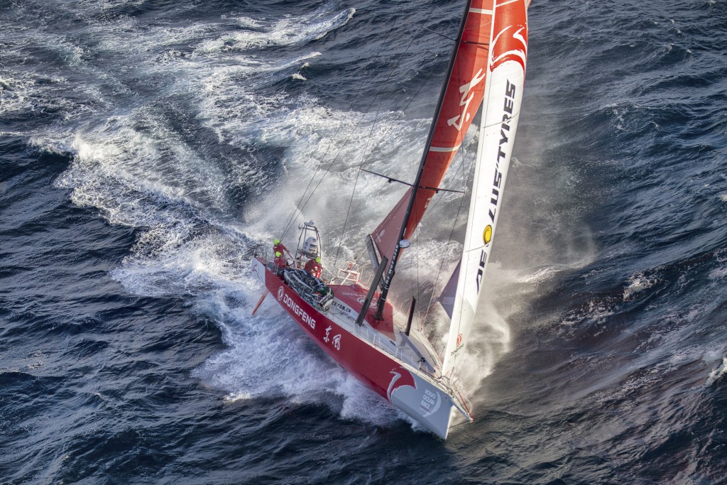 March 19, 2015. The boats tackle steep and angry seas as they pass East Cape, the eastern-most point of New Zealand